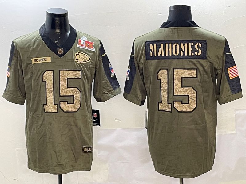 Men Kansas City Chiefs 15 Mahomes Green 2025 Nike Salute to Service Limited NFL Jersey style 10